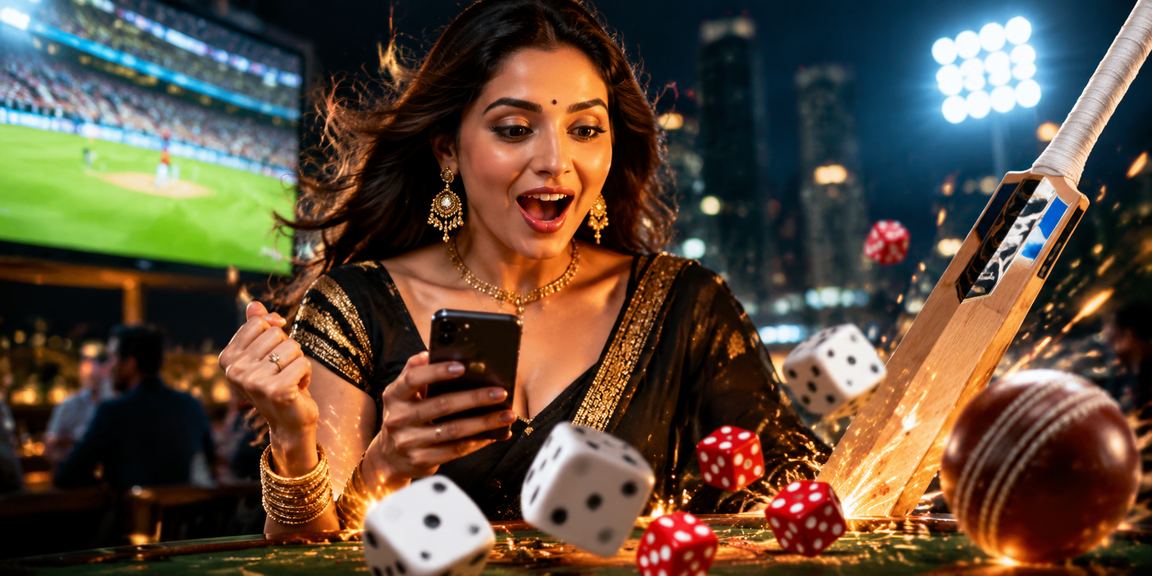 Indian cricket enthusiast placing live bets on a mobile device during a cricket match