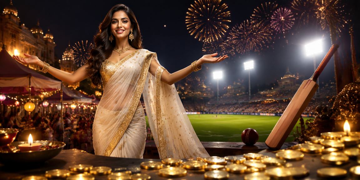 Indian woman watching cricket match live while placing bets online using mobile