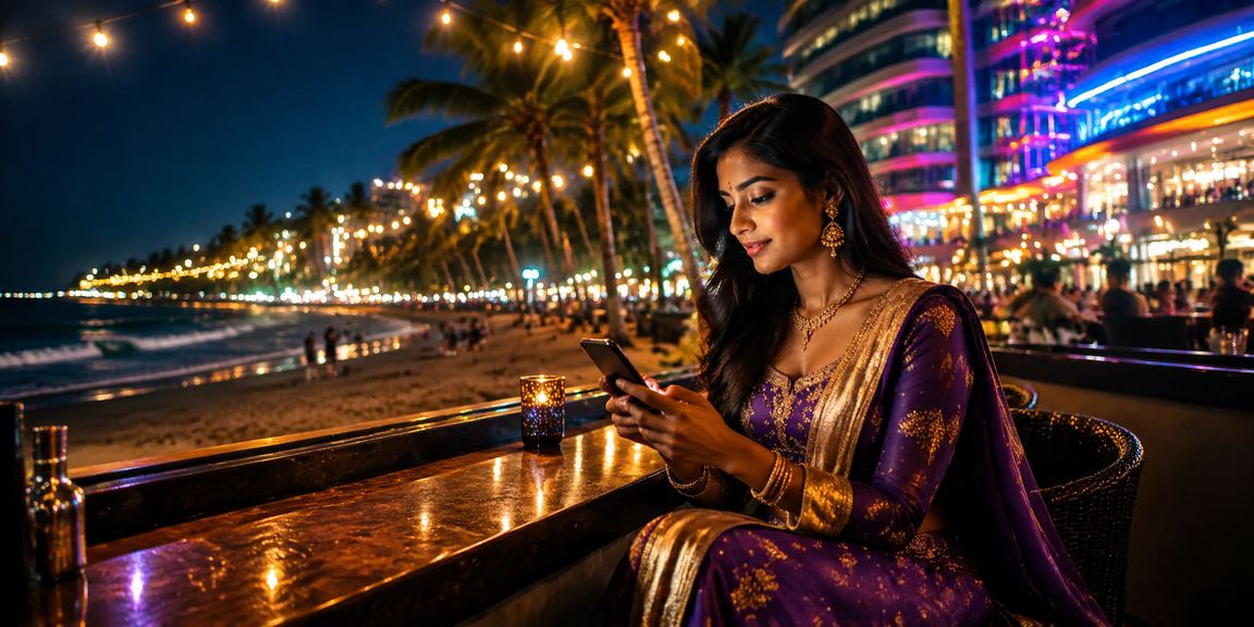 Player registering on mobile device near beach
